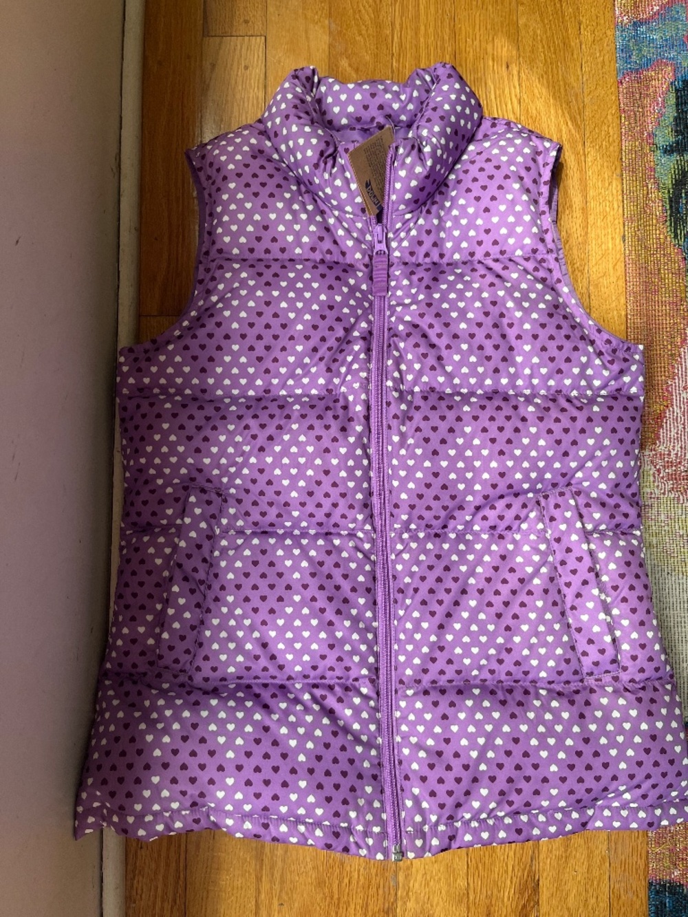 Lands' End Kids Purple Heart Puffer Vest - Size Medium (10-12) - NWT